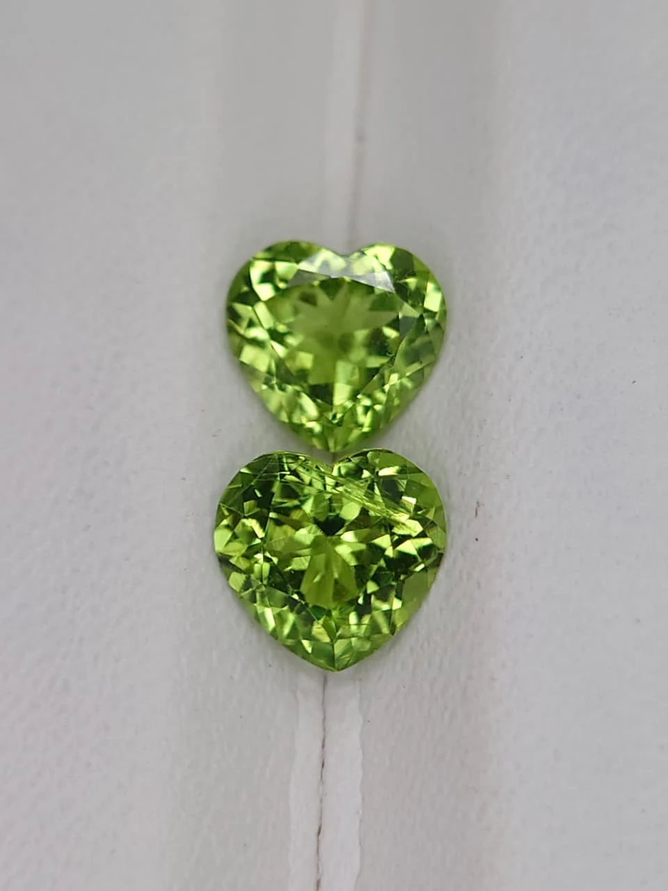 1.9ct & 1.85ct Natural Heart Faceted Peridot Pair from Pakistan — view 2
